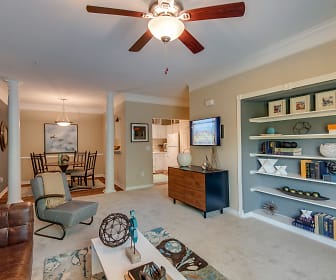 living area with carpet and a ceiling fan, Legacy at Meridian