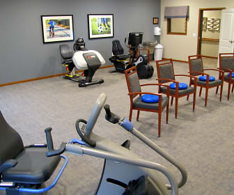 workout room with carpet, Powers Ridge Senior Living