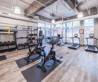 workout area featuring parquet floors, Wells Place Luxury Apartments