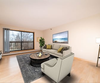 living room with hardwood floors, natural light, and TV, Maple Ridge Apartment Homes