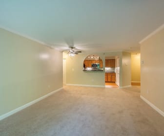 carpeted spare room with a ceiling fan, Katahdin Woods