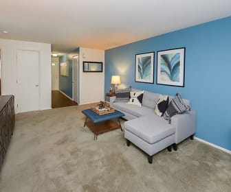 view of carpeted living room, Mapleton Square Apartment Homes