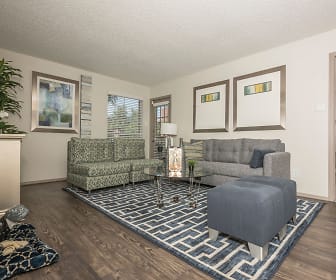 living room with hardwood flooring and TV, Parc Plaza