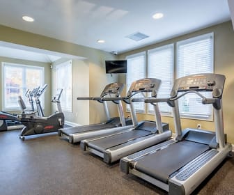 workout area with carpet, plenty of natural light, and TV, The Apartments At Pike Creek
