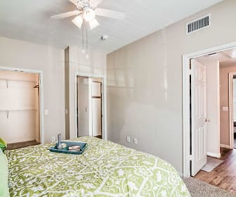 bedroom featuring hardwood floors and a ceiling fan, Farnham Park Apartments