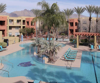 view of pool featuring a mountain view and a pergola, Riverwalk Luxury Apartments