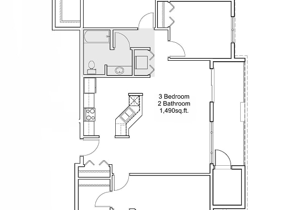 3 Bedroom 2 Bathroom Floor Plan